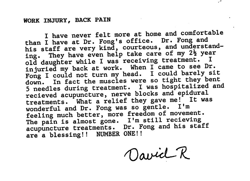 19 - Dr Tong Back Pain Testimonial Letter