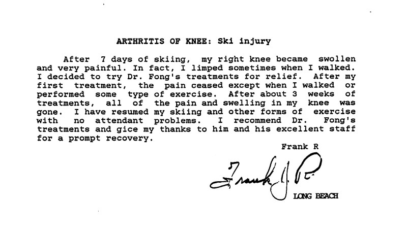 8 - Dr Tong Knee Pain Testimonial Letter